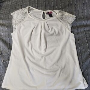 Say What? White Lace Shoulder Keyhole Camisole